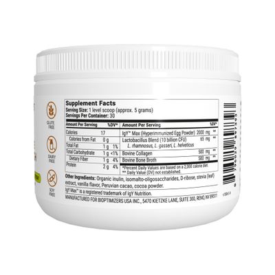 Microbiome Breakthrough Repair Powder - Chocolate Flavor - Has Lactobacillus Strains, Bone Broth &amp; Collagen - Source of L-Glutamine - Gas &amp; Bloating Relief - Improves Gut Health - 30 Servings - 150g