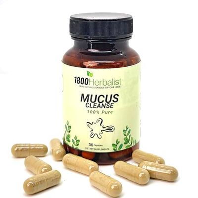 26 Herb Maya - Mucus Cleanse Capsules-100% Natural Mucus Cleanse &amp; Detox Supplement - Mullein Leaf Extract for Lungs, Provide Healthy Respiratory Function - Vegan, Non-GMO-30 Capsules