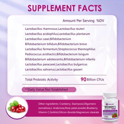 OMOGS Women's Probiotic, with Cranberry Extract, Organic Prebiotics &amp; Vitamin C, 90 Billion CFUs,18 Strains, Help for Boost Immune, Digestive, Gut Health &amp; Women's Health, Gluten &amp; Soy Free,90 Tablets