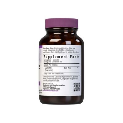 Bluebonnet Nutrition L-Glutamine 500mg, Supports Immune Function*, Nitrogen Transporter*, Soy-Free, Gluten-Free, Non-GMO, Kosher Certified, Vegan, 100 Vegetable Capsules, 100 Servings