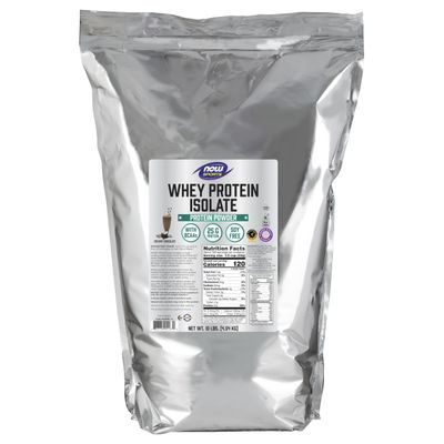 NOW Foods Sports Nutrition, Whey Protein Isolate, 25 g With BCAAs, Creamy Chocolate Powder, 10-Pound