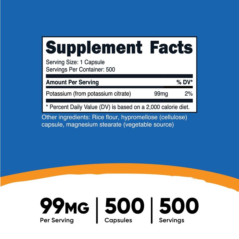Nutricost Potassium Citrate 99mg, 500 Capsules