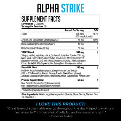 Alpha Strike NDS Nutrition Maximize Stamina, Endurance, Overall Health - Increase Lean Muscle and Strength - 60 Capsules