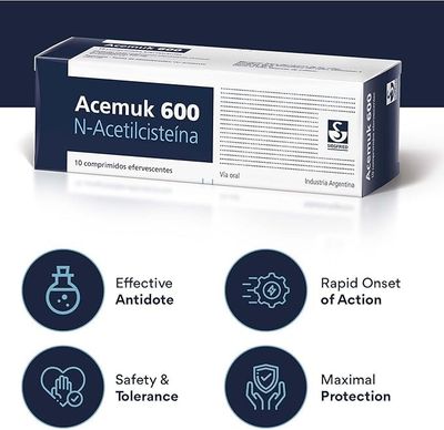 Acemuk N-Acetylcysteine (NAC) 600mg - Supports Respiratory Health, Immune Function, Liver & Kidney Detox - Potent Antioxidant, Easy to Absorb - 20 Tablets