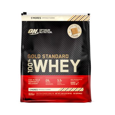 Optimum Nutrition 100% Gold Standard Whey Protein Powder - Protein Powder with a Blend of Hydrolyzed, Isolate and Whey Protein - Protein Powder for Muscle Recovery - S&#39;Mores, 5.64 lb (80 Servings)