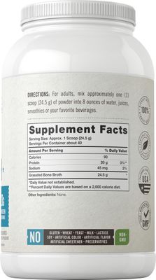 Carlyle Grass Fed Bone Broth Protein Powder | 35.2 oz (2.2lb) | Unflavored | 20g Protein | Pasture Raised, Grain Free Supplement | Non-GMO &amp; Gluten Free | by Herbage Farmstead