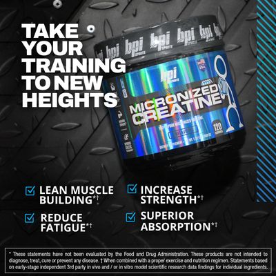 BPI Sports Micronized Creatine - Increase Strength - Reduce Fatigue - Lean Muscle Building - 100% Pure Creatine - Better Absorption - Supports Muscle Growth - Unflavored - 120 Servings - 21.16 Ounce