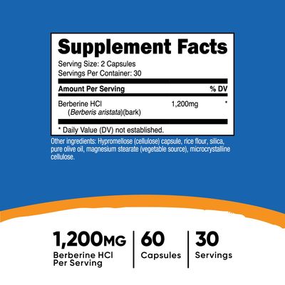 Nutricost Berberine HCl 600mg, 60 Vegetarian Capsules - Gluten Free &amp; Non-GMO