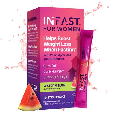 Intermittent Fasting Drink Mix for Women - BHB Exogenous Ketones Powder with Fasting Electrolytes &amp; Green Coffee Bean Extract for Energy Focus and Hormonal Balance Support (Watermelon) - 10ct
