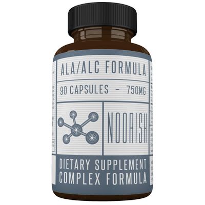 NOORISH Acetyl L-Carnitine with Alpha Lipoic Acid - ALA ALC ALCAR - Alpha Lipoic Acid with Acetyl L-Carnitine - 525 mg ALCAR - 225 mg ALA - 90 Capsules