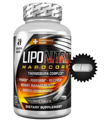 LipoNitro Thermo-Burn Diet Pills with Nitro Energy Dietary Supplement Manufactured in USA - 120 White Tablets