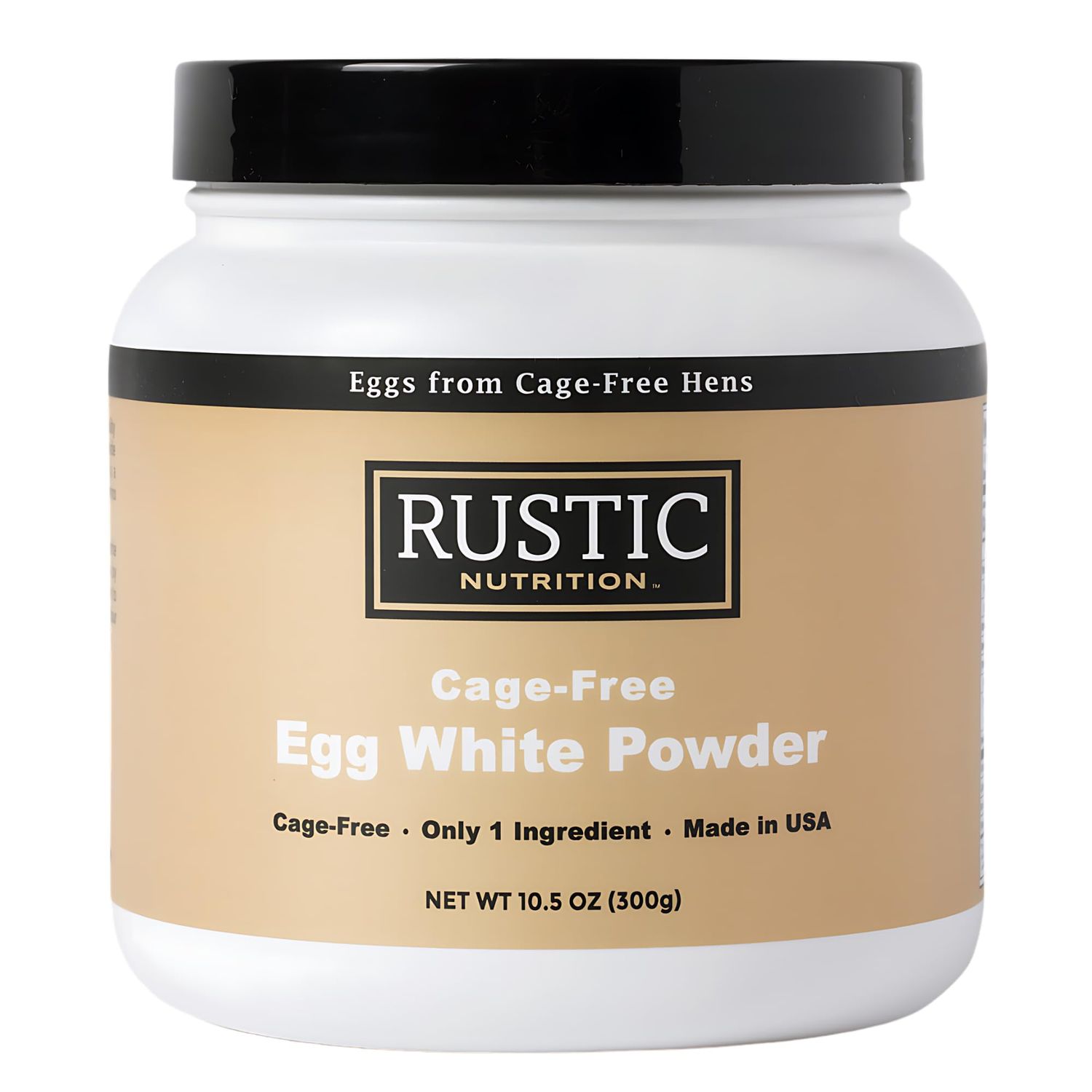 Rustic Nutrition, Cage-Free Egg White Protein Powder, Made in USA from Humanely-Raised Cage-Free Eggs, Only 1 Ingredient, Dried Egg Whites (Unflavored, 10.5 Oz)