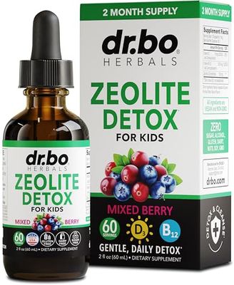 Zeolite Detox for Kids Liquid Drops - Advanced Zeolite for Kids with Vitamins B12 &amp; D, Clinoptilolite Zeolite Detox - Zeolite Kids Gentle Body Daily Detox Cleanse, Focus &amp; Speech Zeolite Drops 2oz