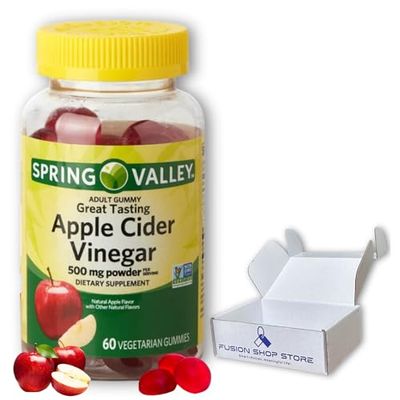 Spring Valley Apple Cider Vinegar Gummies- 500 mg 60 Ct (Pack 1), Boxed by Fusion Shop Store