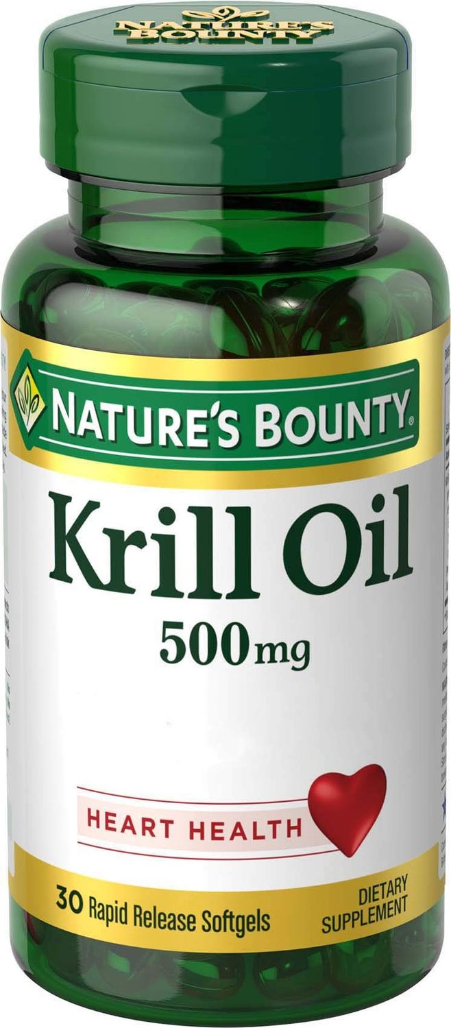 Nature&#39;s Bounty Krill Oil, Heart Health, Dietary Supplement, 500mg, Rapid Release Softgels, 30 count