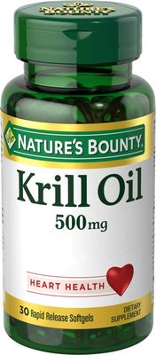 Nature&#39;s Bounty Krill Oil, Heart Health, Dietary Supplement, 500mg, Rapid Release Softgels, 30 count