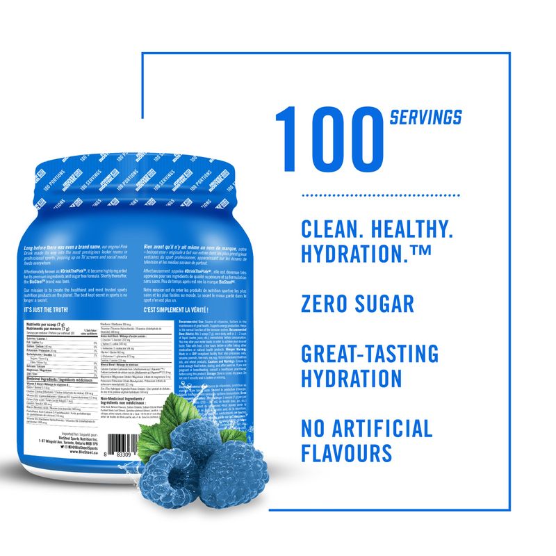 BioSteel Hydration Mix - Sugar Free, Essential Electrolyte Sports Drink Powder - Blue Raspberry - 100 Servings