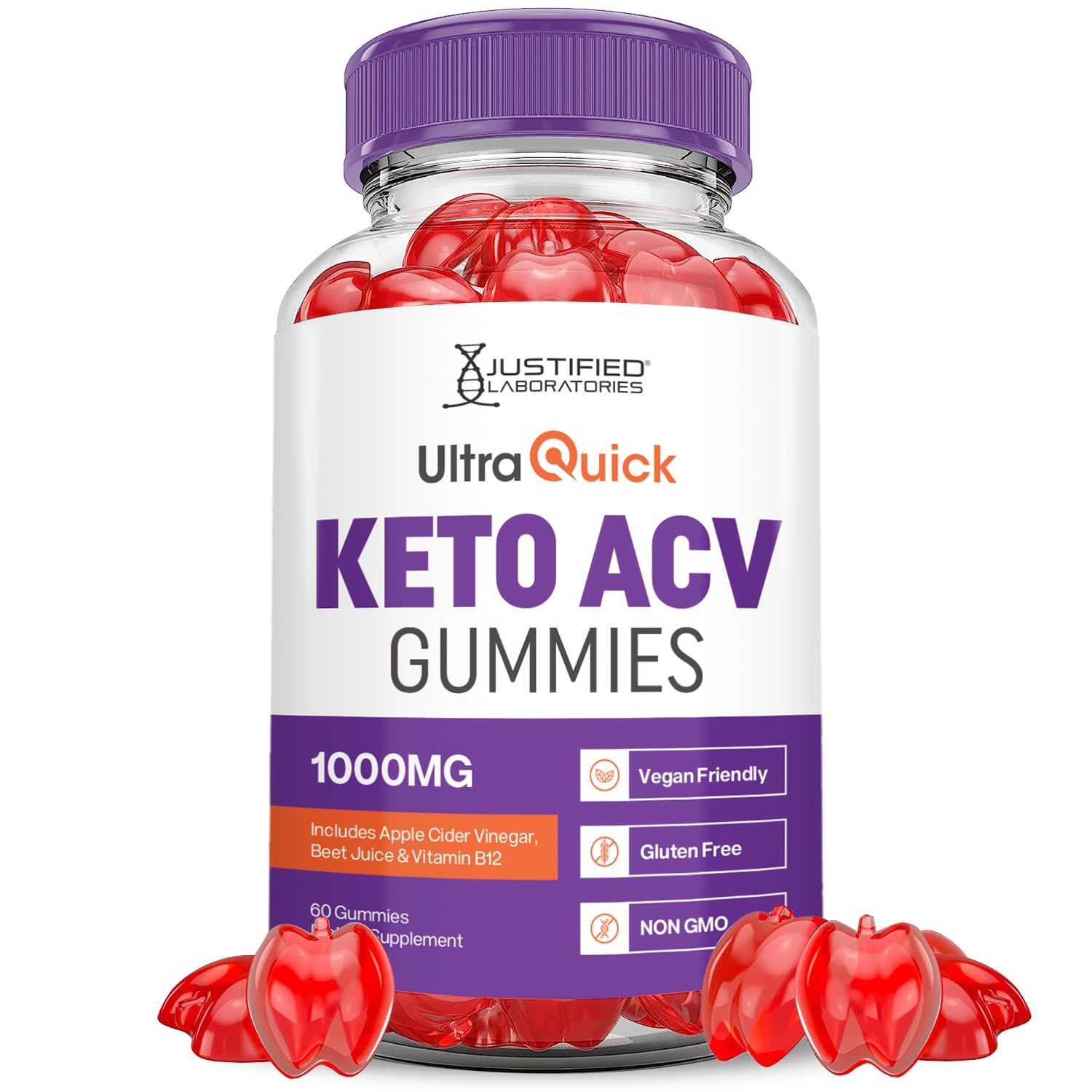 Ultra Quick Keto ACV Gummies Advanced Formula 1000MG Ultraquick Keto Gummies Apple Cider Vinegar Formulated with Pomegranate Beet Juice Powder B12 Vegan Non GMO 60 Gummys