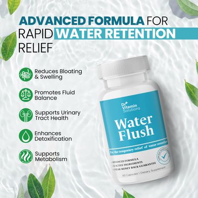 DR VITAMIN SOLUTIONS Diuretic Water Pills for Weight Control, 12 Active Ingredients (Green Tea, Cranberry &amp; More), Instant Relief from Bloat &amp; Swelling, Water Retention Pills for Women &amp; Men - 60 Caps