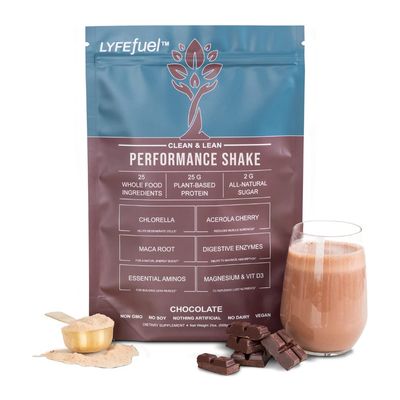 Vegan Protein Shake by LyfeFuel | Plant-Based Protein Powder with BCAA, Greens &amp; Superfoods for Sports Performance, Recovery &amp; Lean Muscle Building | Clean Whey Protein Powder (Chocolate, 24 Servings)