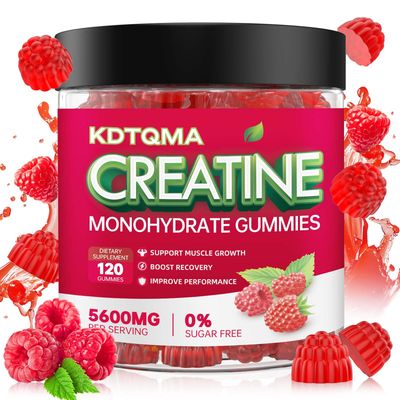 Creatine Monohydrate Gummies for Men &amp; Women 120 CT - 5600mg of Creatine Monohydrate per Serving, Chewable Creatine Monohydrate for Muscle Support &amp; Energy Boost, Sugar Free, Vegan (Raspberry Flavor)