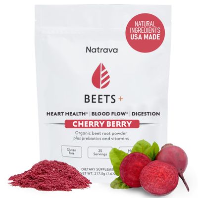 Natrava Beets+ Organic Beet Root Powder Blend with Vitamins &amp; Prebiotics for Blood Pressure Support - Beetroot Juice Powder for Heart Health