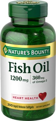 Nature&#39;s Bounty Fish Oil, Supports Heart Health, 1200 Mg, 360 Mg Omega-3, Rapid Release Softgels, 200 Ct