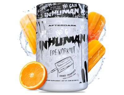 AFTERDARK INHUMAN Pre-Workout Powder, Enhanced Mind-Muscle Connection, Sustained Energy, Potent Nootropic Blend, Vegan, Gluten-Free, Soy-Free, 400mg Caffeine, No Crash, Orange Creamsicle