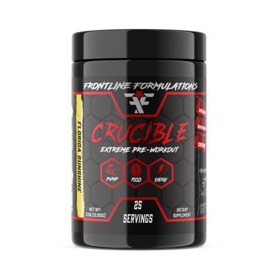 FRONTLINE FORMULATIONS Crucible Pre-Workout Powder, Explosive Workouts, Laser Focus, High Stim, Amazing Flavor, Veteran Owned and Operated (25 Servings, Florida Sunshine)