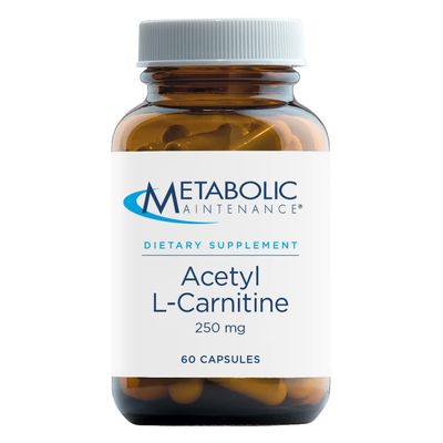 Metabolic Maintenance Acetyl L-Carnitine - Pure 250mg Amino Acid Supplement for Antioxidant, Cognitive, Memory + Mood Support - Helps Nourish Nerve Health in The Brain (60 Capsules)