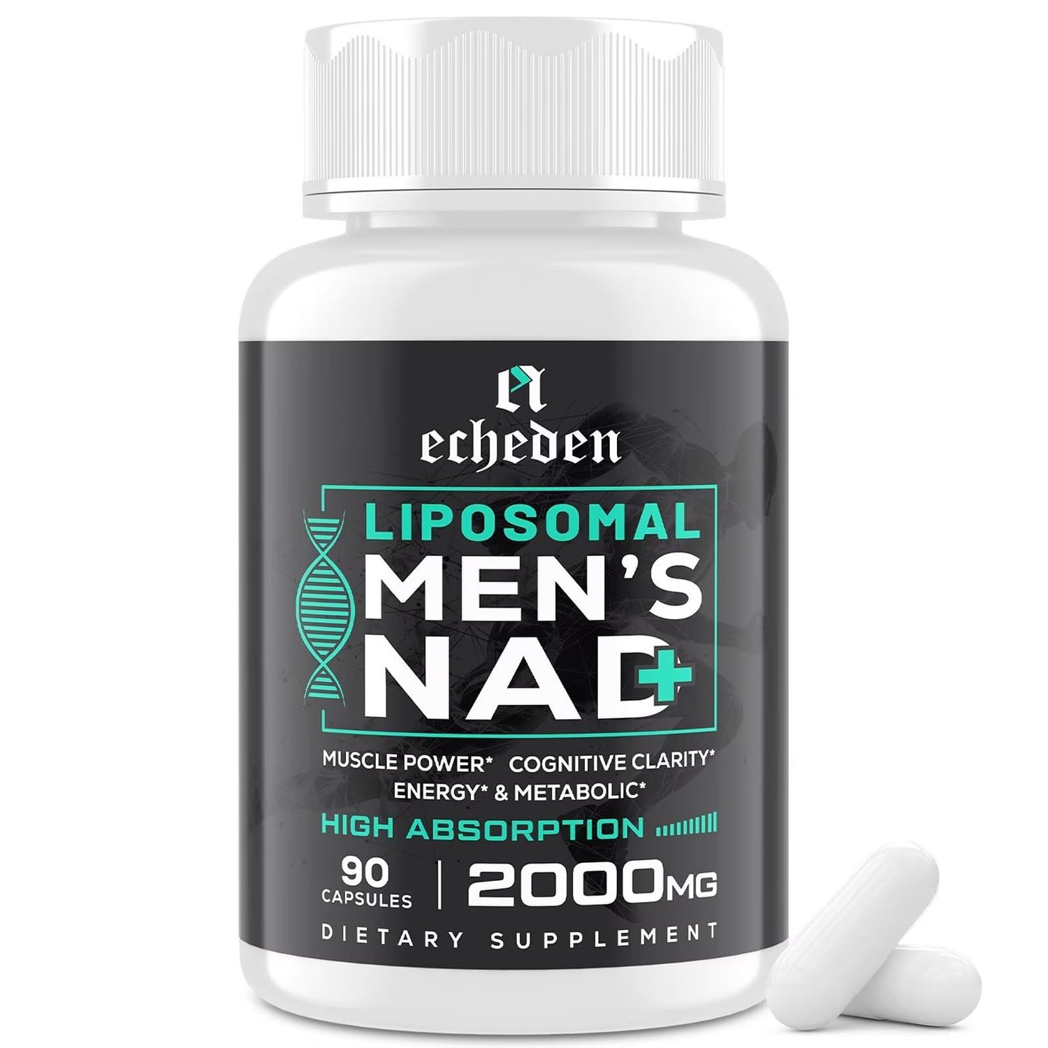 2000MG NAD+ Supplement for Men, Liposomal NAD+ for Cellular Energy, Brain, Muscle, Repair, 5-in-1 Formula NAD+, 99% Absorption, NAD+ Supplement Pure Organic, Made in USA, 90 Vegan Capsules