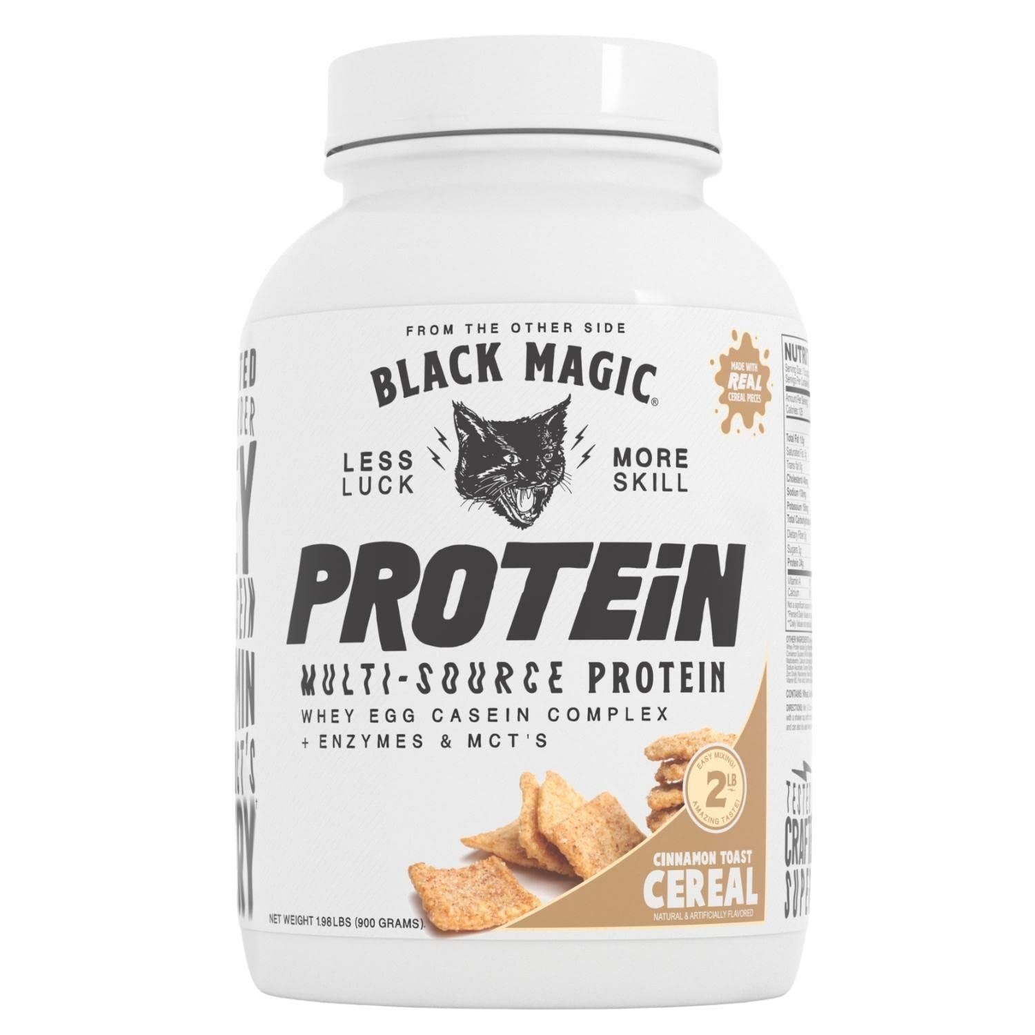Black Magic Protein Powder Whey Egg Casein Complex + Enzymes &amp; MCT&#39;s Recovery 2lbs Cinnamon Toast Cereal Flavor