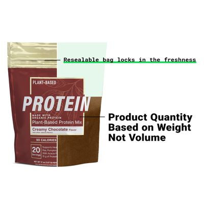 Essential Elements Organic Pea Protein Powder - Creamy Chocolate | Low-carb Plant-Based Vegan Blend - Keto-Friendly and Gluten-Free | 20 Servings, 17 oz