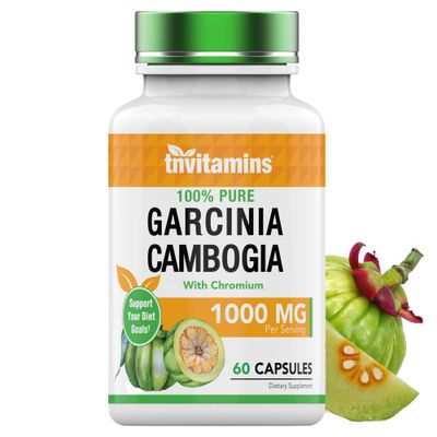 tnvitamins Garcinia Cambogia Extract Capsules (1000 MG x 60 Pills) with Chromium | Weight Loss Pills for Women &amp; Men* | Appetite Suppressant for Weight Loss