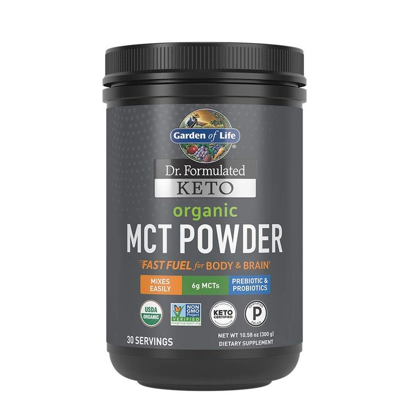 Garden of Life Dr. Formulated Keto Organic MCT Powder - 30 Servings, 6g MCTs from Coconuts Plus Prebiotic Fiber &amp; Probiotics, Certified Organic, Non-GMO, Vegan, Gluten Free, Ketogenic &amp; Paleo
