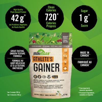 Iron Vegan - Athlete's Gainer Vanilla, 10 lbs (4.5 kg)