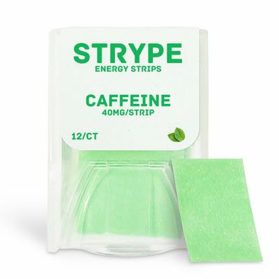 STRYPE Energy Strips | Instant Caffeine in a Strip | 80mg of Caffeine per Serving | Portable Caffeine + Breath Strips | Zero Calories &amp; Zero Sugar | Spearmint | 12 Strips per Pack