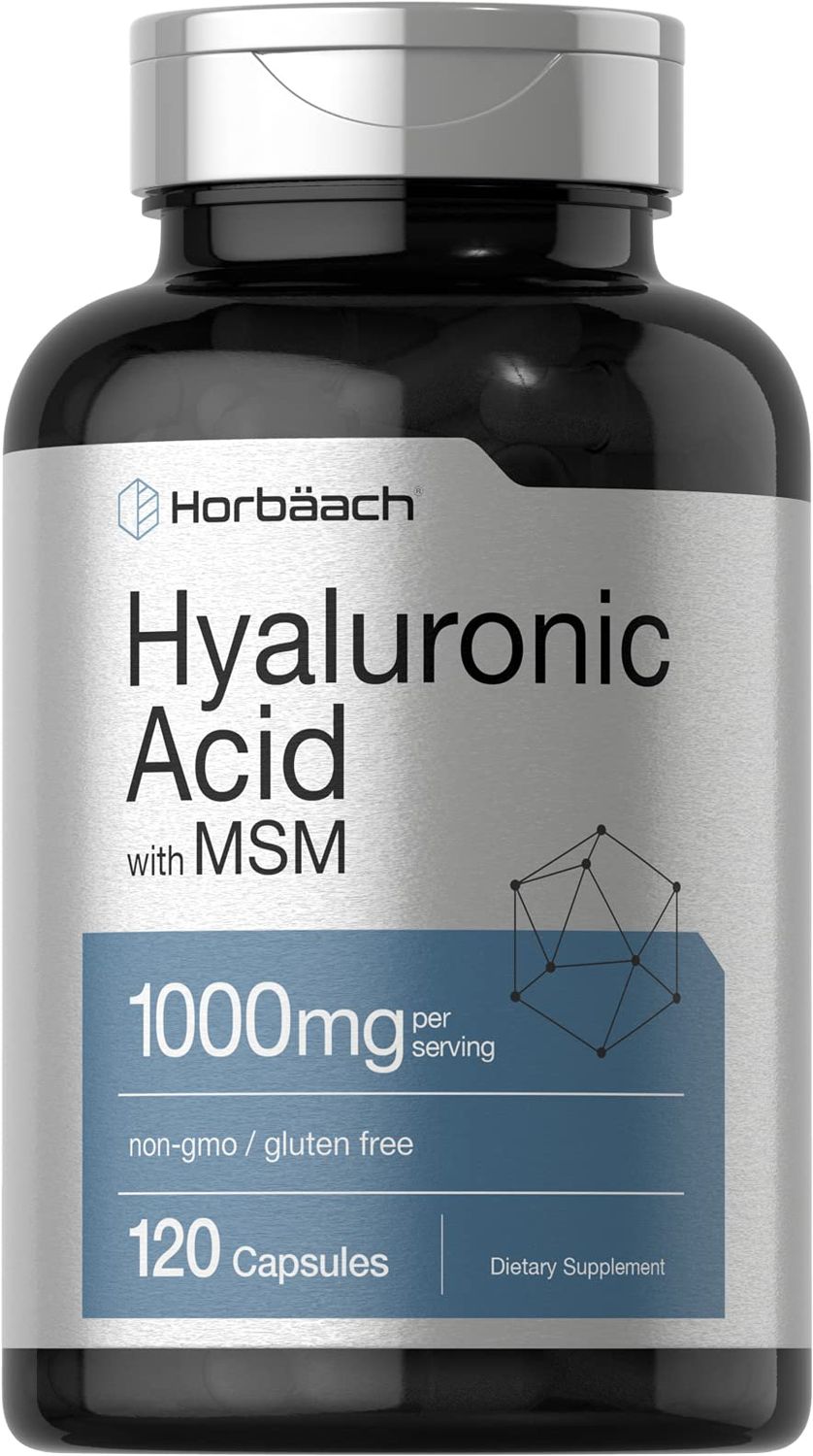 Horbach Hyaluronic Acid with MSM | 1000 mg | 120 Capsules | Non-GMO and Gluten Free Supplement | Bioavailable Formula
