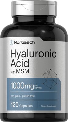 Horbach Hyaluronic Acid with MSM | 1000 mg | 120 Capsules | Non-GMO and Gluten Free Supplement | Bioavailable Formula