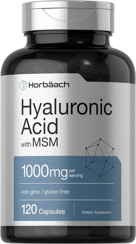 Horbach Hyaluronic Acid with MSM | 1000 mg | 120 Capsules | Non-GMO and Gluten Free Supplement | Bioavailable Formula