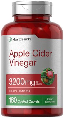 Horbach Apple Cider Vinegar Caplets 3200mg | 180 Pills | Vegetarian, Non-GMO &amp; Gluten Free Supplement