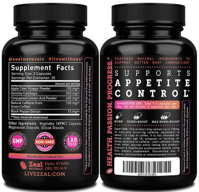 Apple Cider Vinegar Weight Management Pills for Women - Garcinia Cambogia + w. CLA &amp; Green Coffee Bean Green Tea