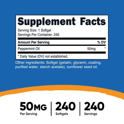 Nutricost Peppermint Oil Softgels (240 SFG) (50 MG) - Gluten Free, Third Party Tested and GMO Free