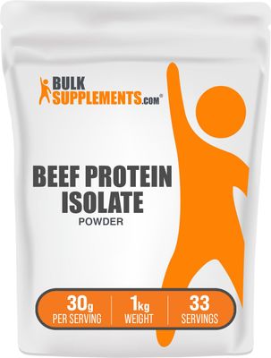 BulkSupplements.com Beef Protein Isolate Powder - Lactose Free Protein Powder, Beef Protein Powder - Unflavored &amp; Gluten Free, 30g per Serving, 1kg (2.2 lbs) (Pack of 1)