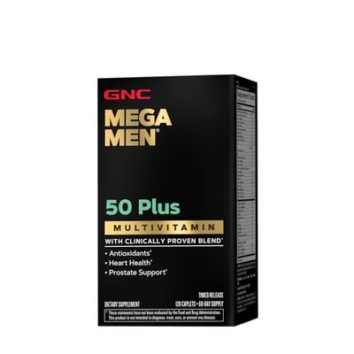 GNC Mega Men 50 Plus Multivitamin | Heart Health | Prostate and Circulatory Support | 120 Count