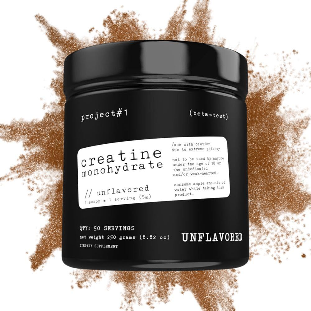Project #1 Creatine Monohydrate Powder - Premium Performance &amp; Recovery Supplement for Men &amp; Women - Muscle Builder &amp; Strength Enhancer - Unflavored - 5000mg per Serving - 50 Servings