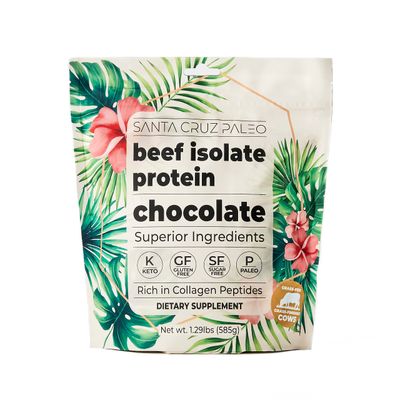 Santa Cruz Paleo Beef Isolate Protein Powder, Chocolate, Rich in Collagen Peptides, Gluten Free, Keto, Sugar Free, Paleo, 20g Grass Fed Protein Per Serving, Low Calorie Clean Protein Powder, 1.16 Lbs