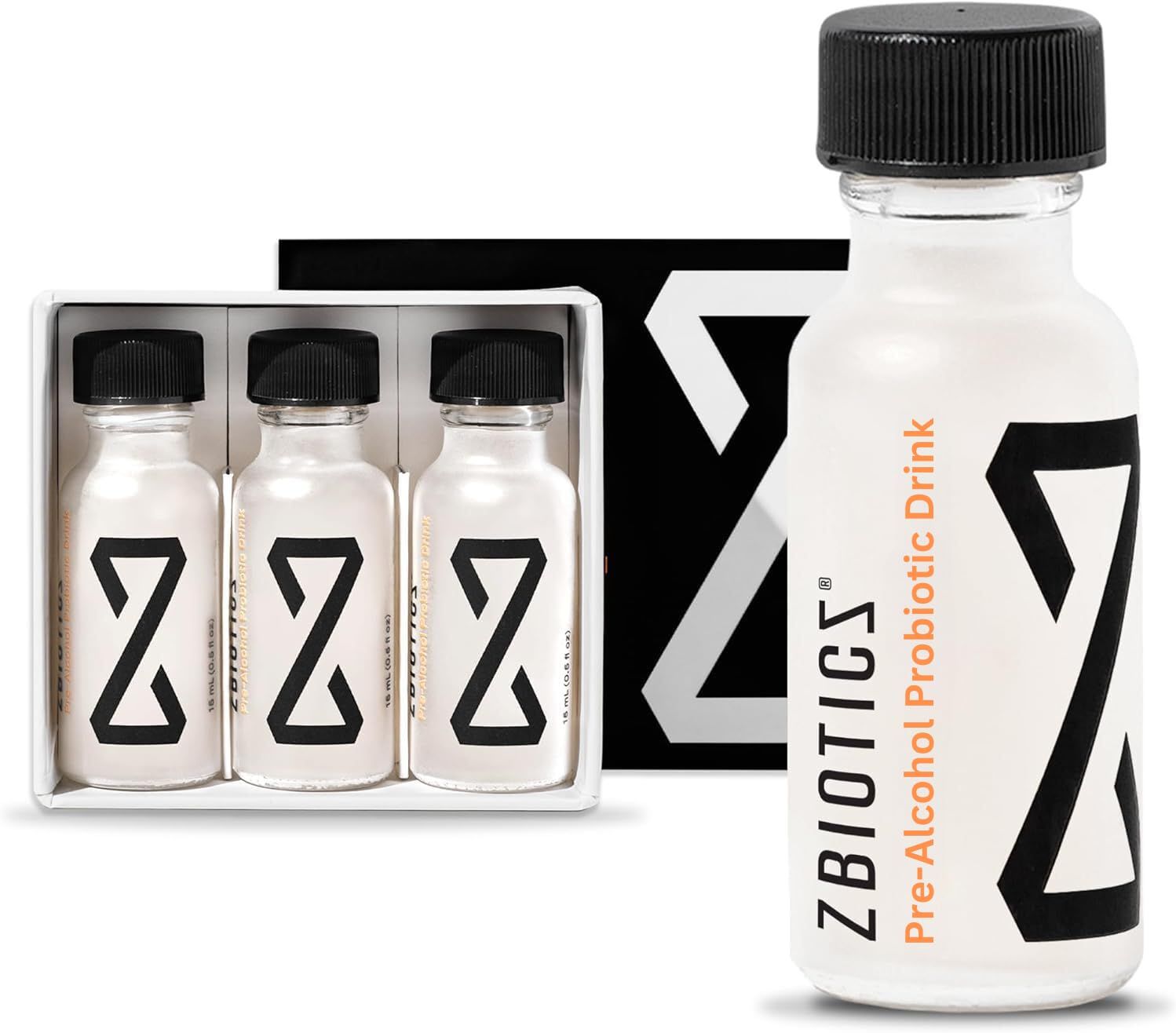 ZBiotics Pre-Alcohol - Feel Better After Drinking, Wake Up Refreshed, Science-Backed, Patented Probiotic for Easier Mornings, Travel-Friendly, 3-Pack of 0.5 Fl Oz Bottles