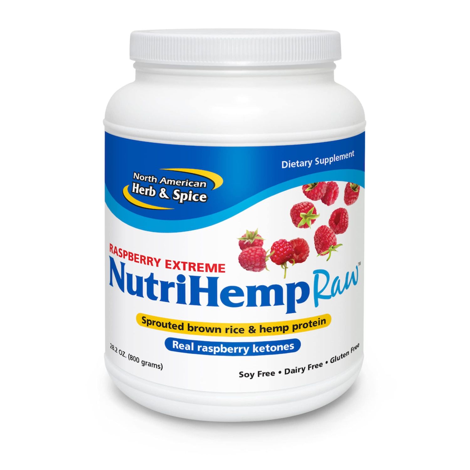 NORTH AMERICAN HERB &amp; SPICE NutriHemp Raw, Raspberry Extreme - 28.2 oz - Sprouted Brown Rice &amp; Hemp Protein - with High-Antioxidant, Ketone-Rich Raspberry Powder - Vegan, Non-GMO - 28 Servings