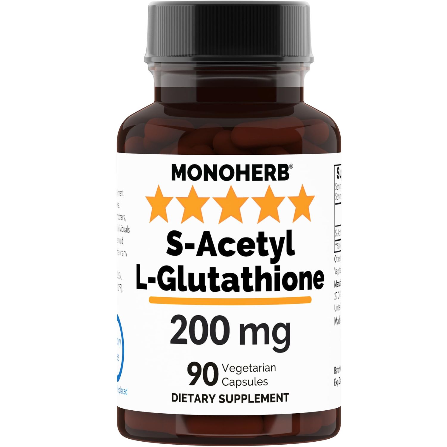 MONOHERB S-Acetyl L-glutathione 200mg - 90 Vegetarian Capsules
